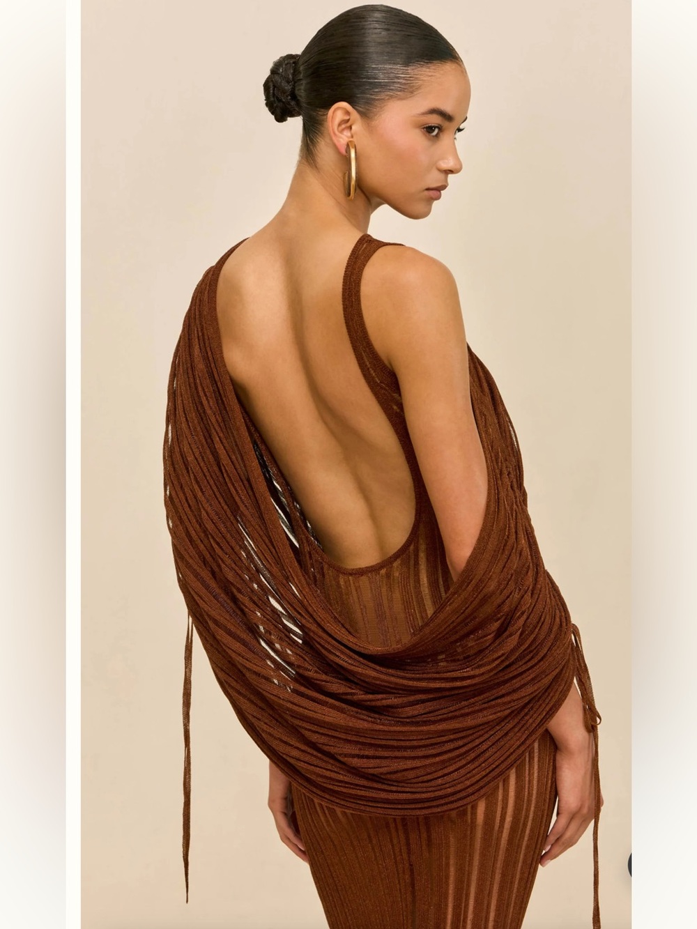 Cult Gaia Kaya Chainmail knit Metallic Midi Dress with Detachable Poncho Sz S - Picture 6 of 17